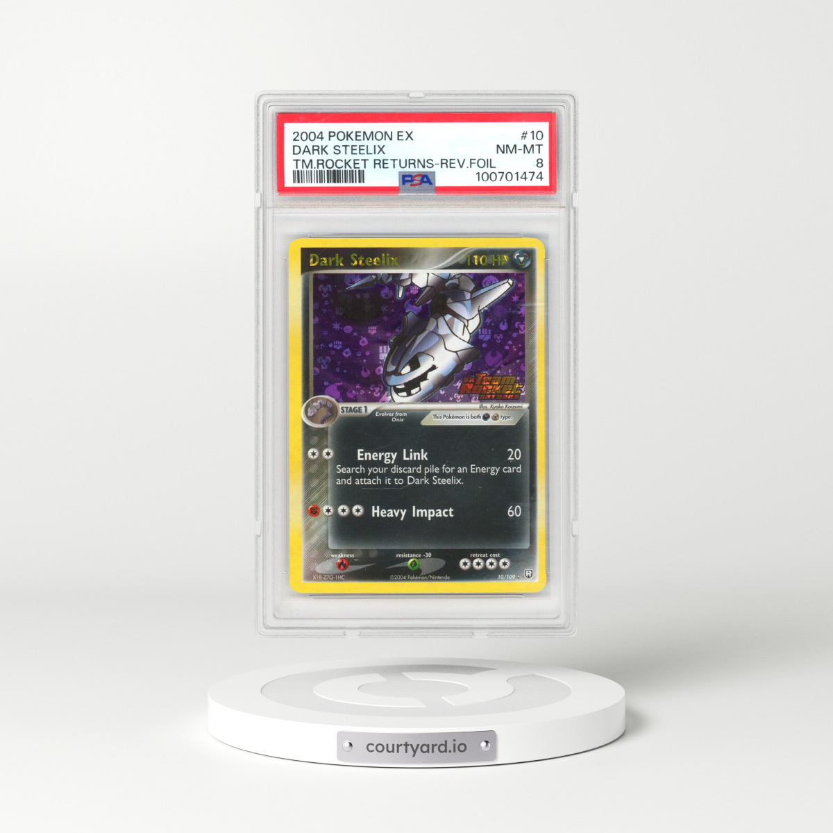 2004 Pokémon EX Team Rocket Returns #10 Dark Steelix - Reverse Foil (PSA 8 NM-MT)