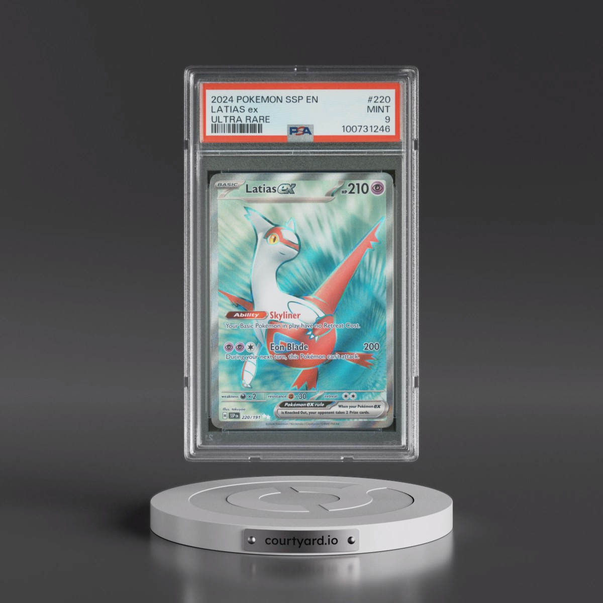 2024 Pokémon Ssp EN-Surging Sparks #220 Latias EX - Holo Ultra Rare (PSA 9 MINT)