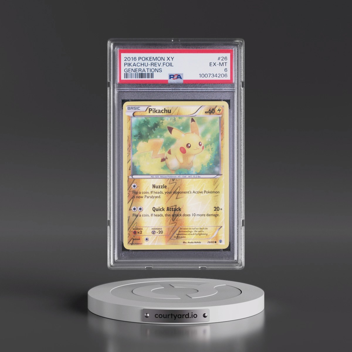 2016 Pokémon XY Generations #26 Pikachu - Reverse Foil (PSA 6 EX-MT)