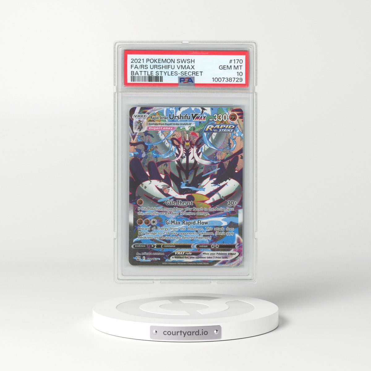 2021 Pokémon Sword & Shield Battle Styles #170 Rapid Strike Urshifu Vmax - Full Art Secret (PSA 10 GEM MINT)