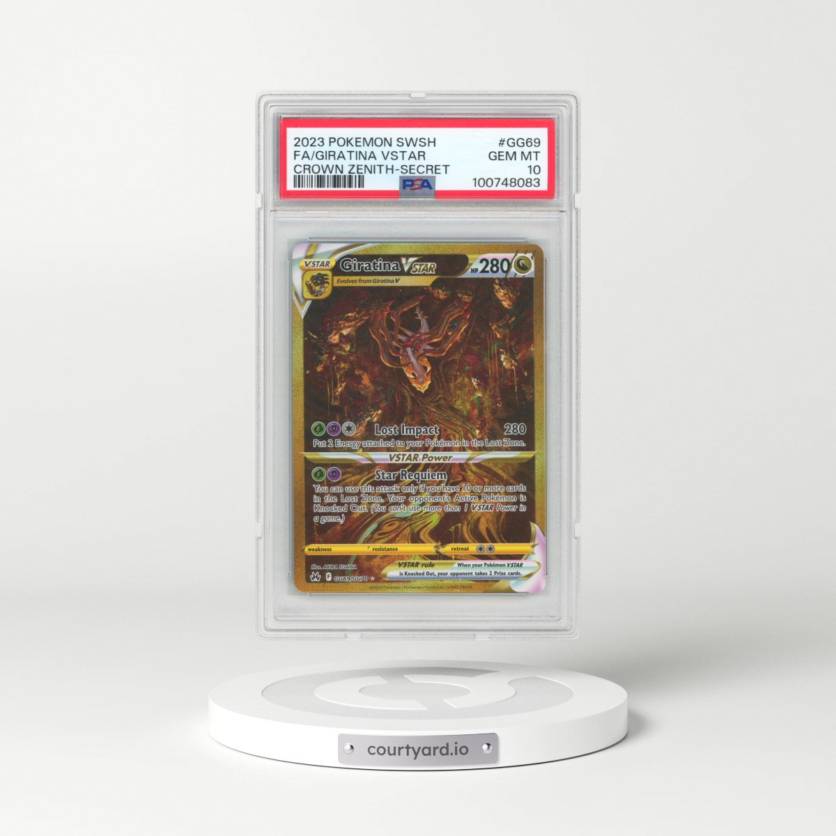 2023 Pokémon Sword and Shield Crown Zenith #GG69 Giratina Vstar - Full Art Secret (PSA 10 GEM MINT)