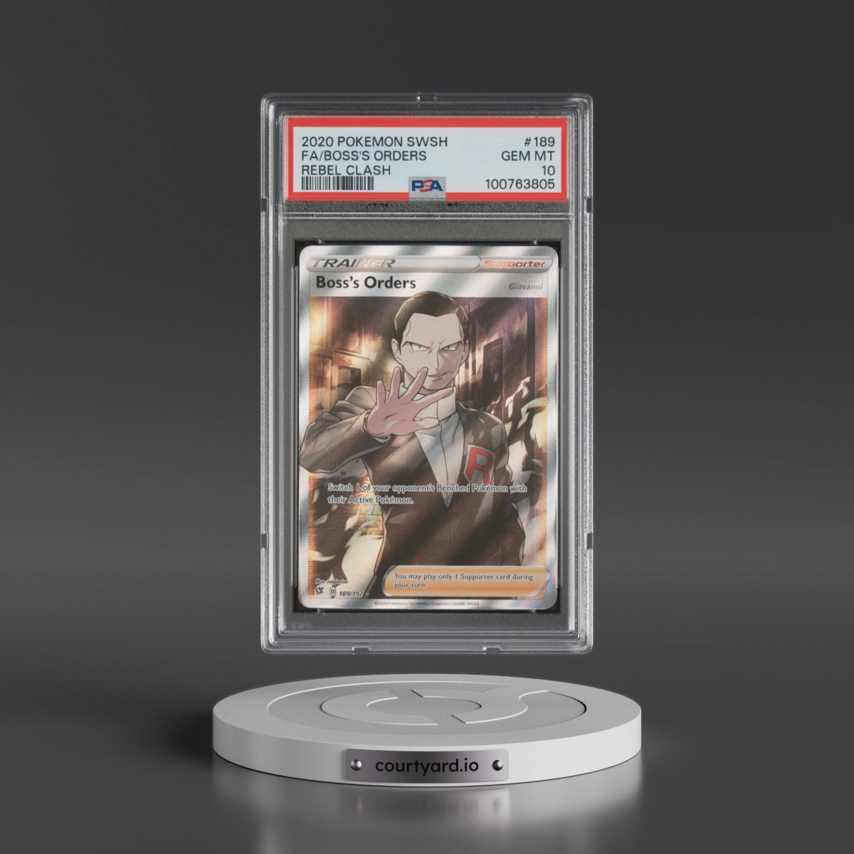 2020 Pokémon Sword & Shield Rebel Clash #189 Boss's Orders - Full Art (PSA 10 GEM MINT)