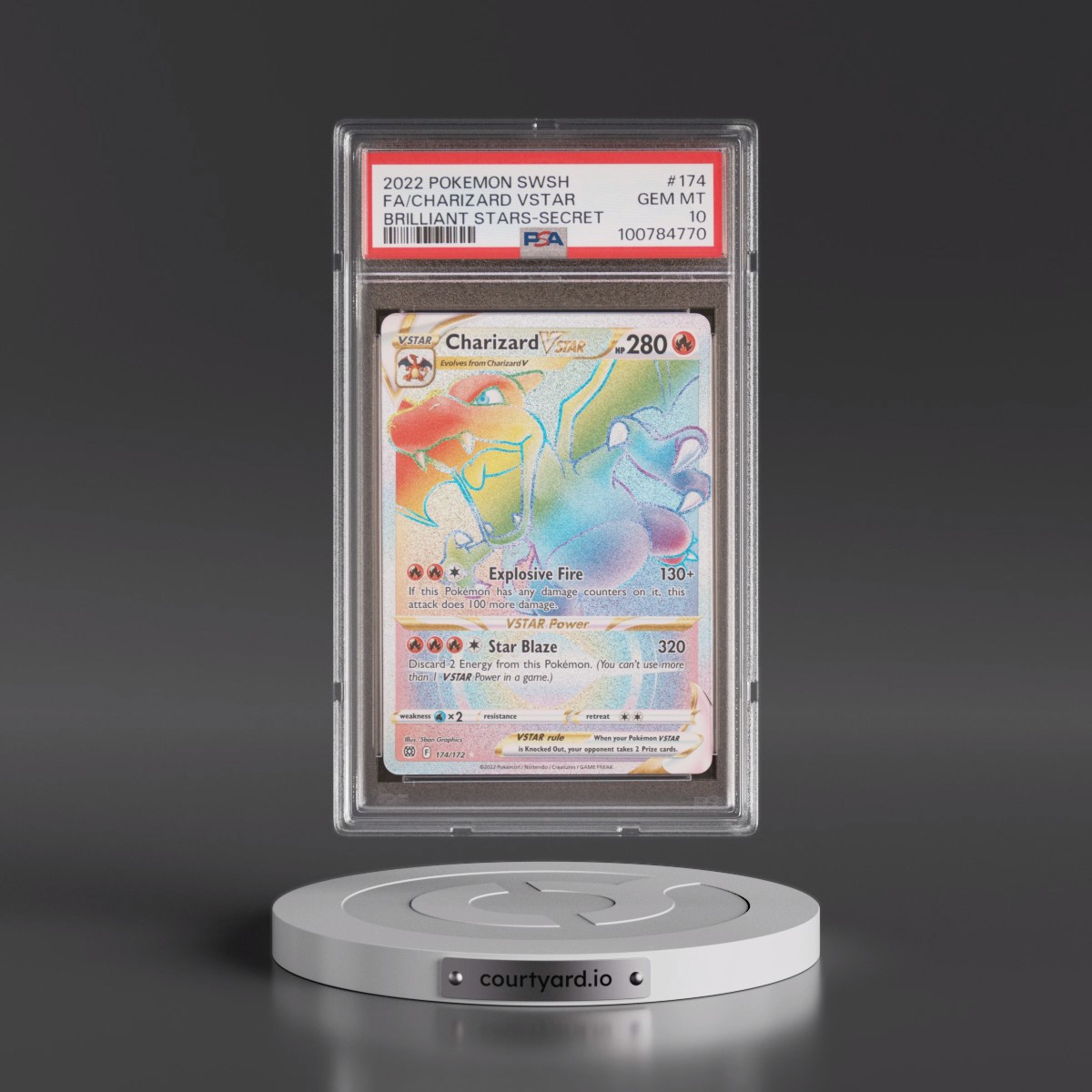 2022 Pokémon Sword & Shield Brilliant Stars #174 Charizard Vstar - Full Art Secret (PSA 10 GEM MINT)