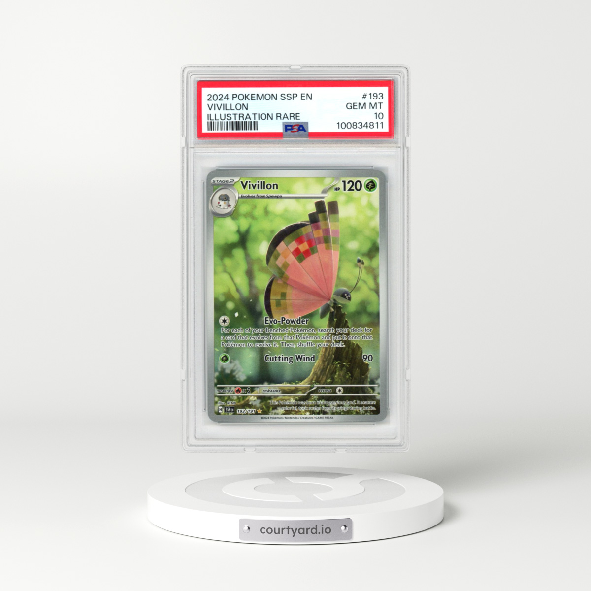 2024 Pokémon Ssp EN-Surging Sparks #193 Vivillon - Illustration Rare (PSA 10 GEM MINT)