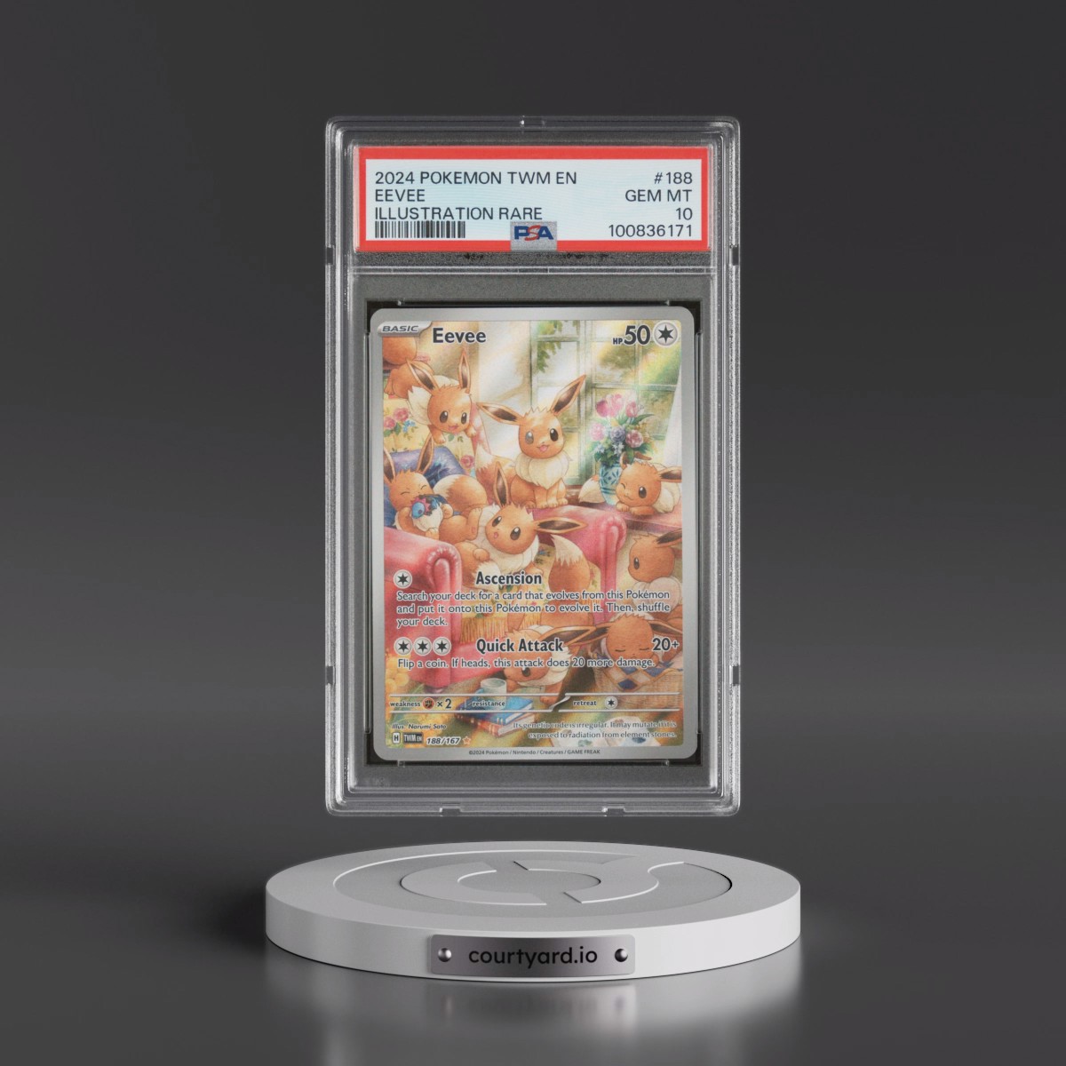 2024 Pokémon Twm EN-Twilight Masquerade #188 Eevee - Illustration Rare (PSA 10 GEM MINT)