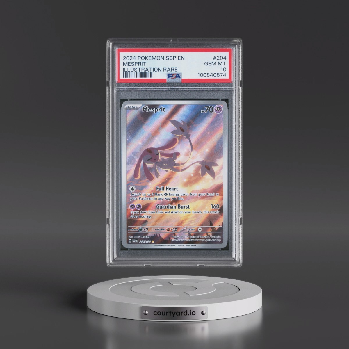 2024 Pokémon Ssp EN-Surging Sparks #204 Mesprit - Illustration Rare (PSA 10 GEM MINT)