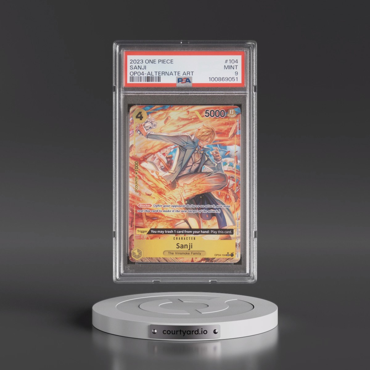 2023 One Piece OP04-Kingdoms of Intrigue #104 Sanji - Alternate Art (PSA 9 MINT)