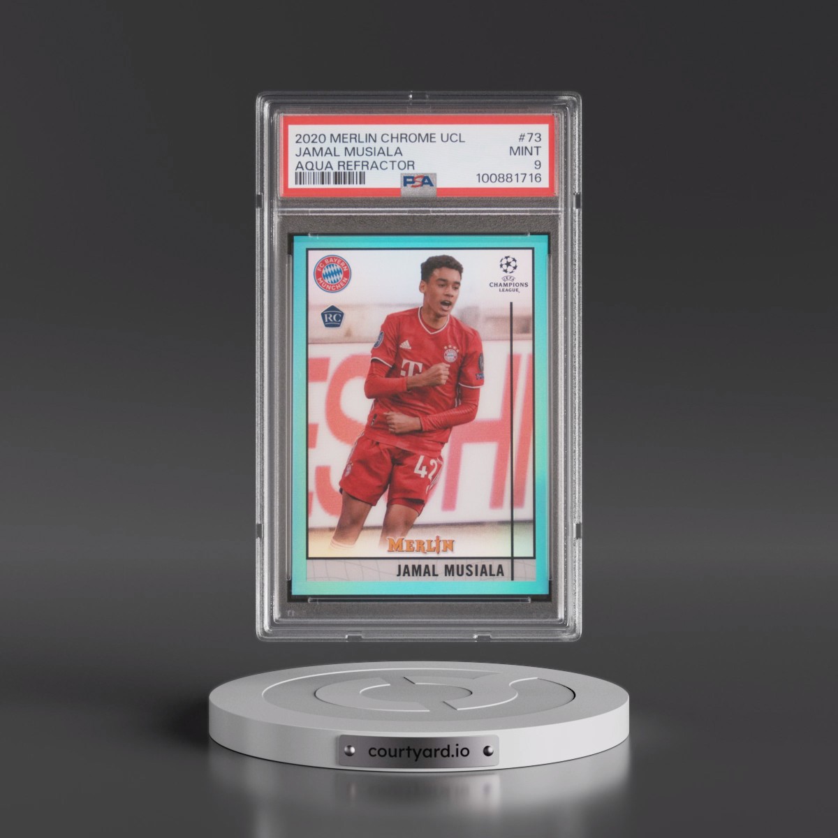 2020 Topps Merlin Chrome UEFA Champions League #73 Jamal Musiala - Aqua Refractor (PSA 9 MINT)