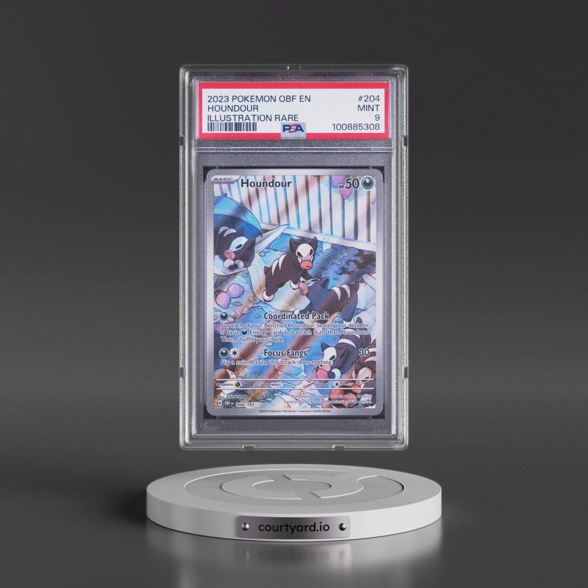 2023 Pokémon Obf EN-Obsidian Flames #204 Houndour - Illustration Rare (PSA 9 MINT)