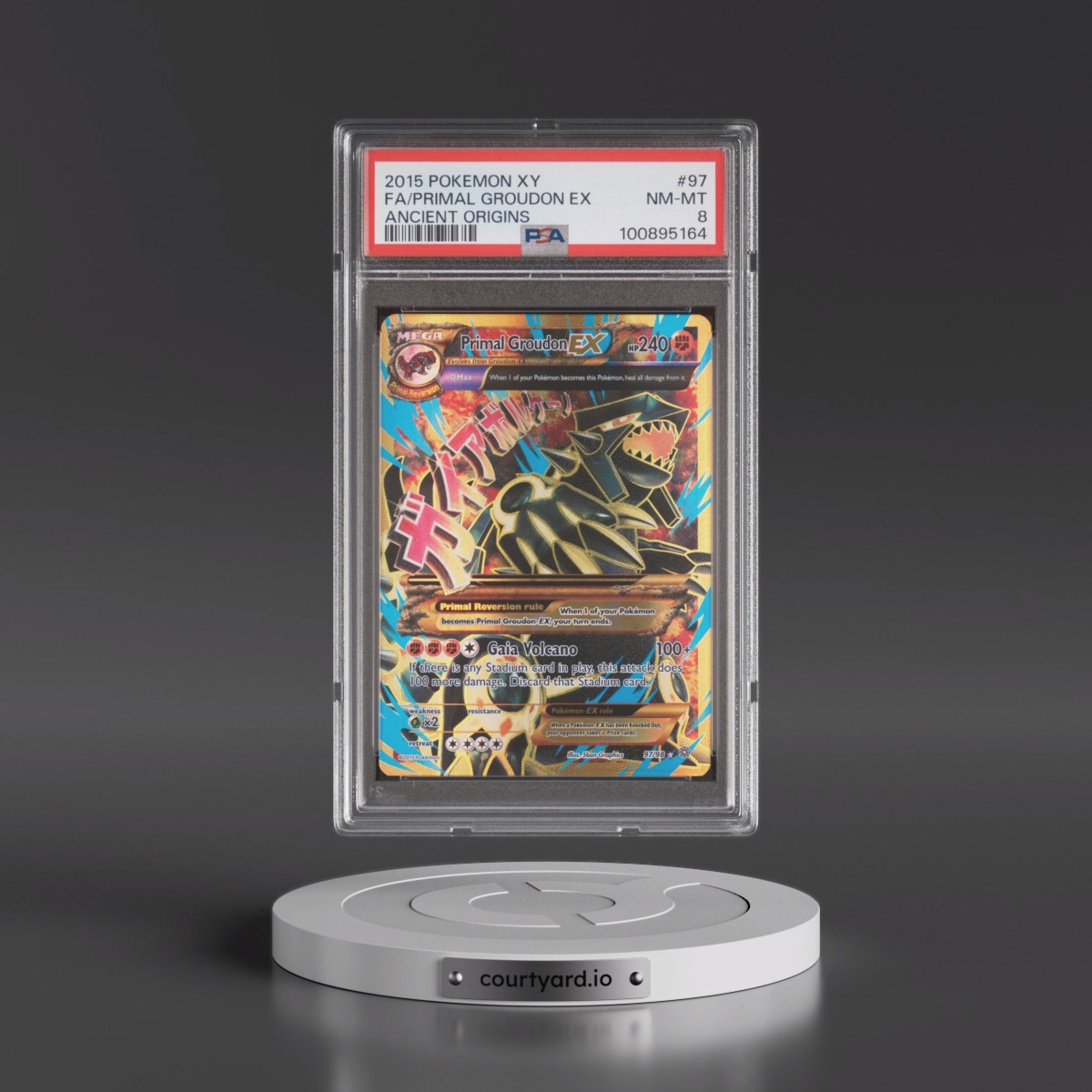 2015 Pokémon XY Ancient Origins #97 Primal Groudon EX - Holo Full Art (PSA 8 NM-MT)