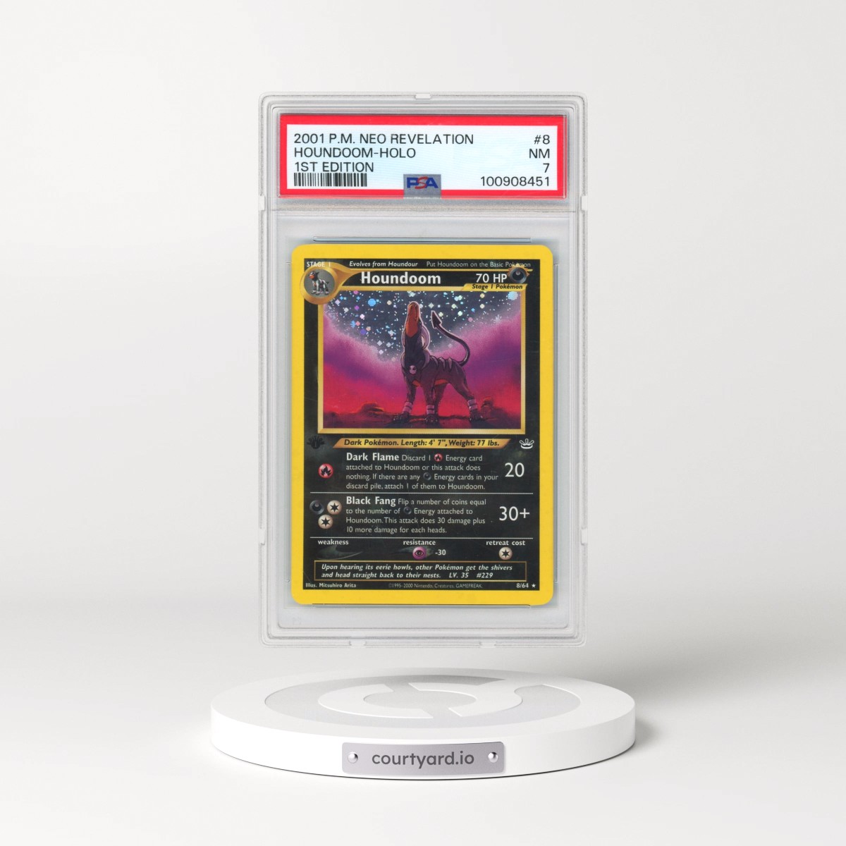 2001 Pokémon Neo Revelation #8 Houndoom - 1st Edition Holo (PSA 7 NM)