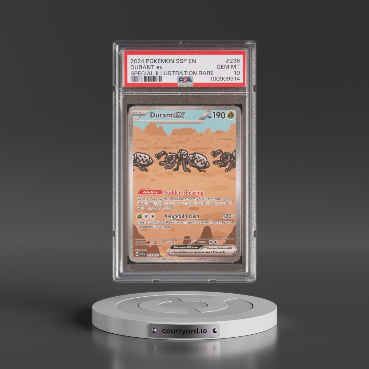 2024 Pokémon Ssp EN-Surging Sparks #236 Durant EX - Holo Special Illustration Rare (PSA 10 GEM MINT)