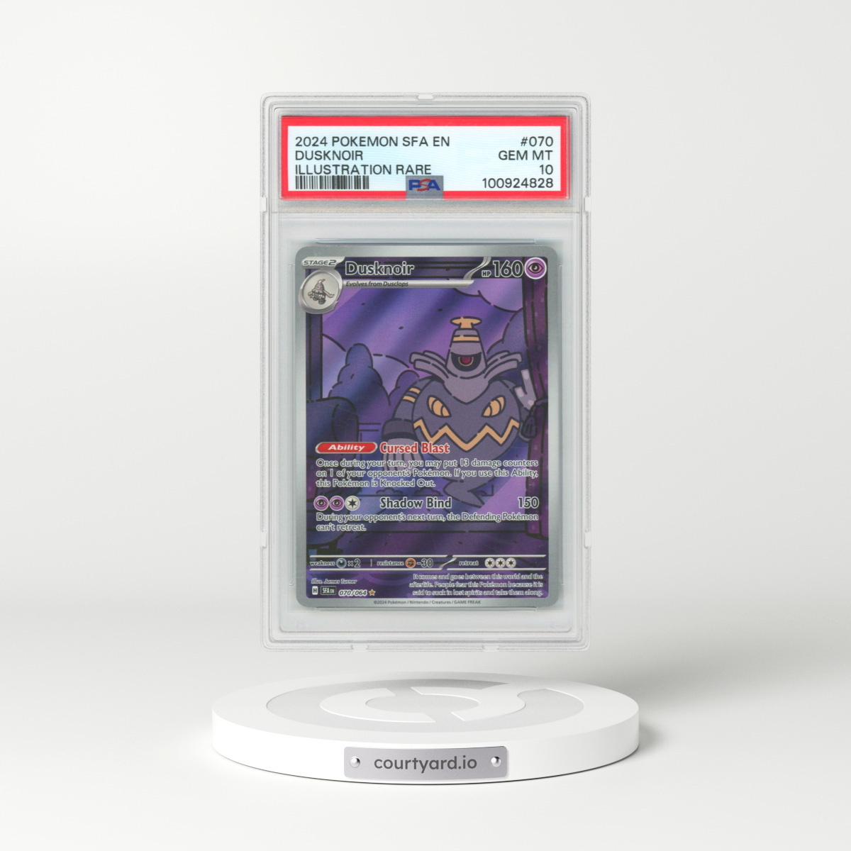 2024 Pokémon Sfa EN-Shrouded Fable #070 Dusknoir - Illustration Rare (PSA 10 GEM MINT)