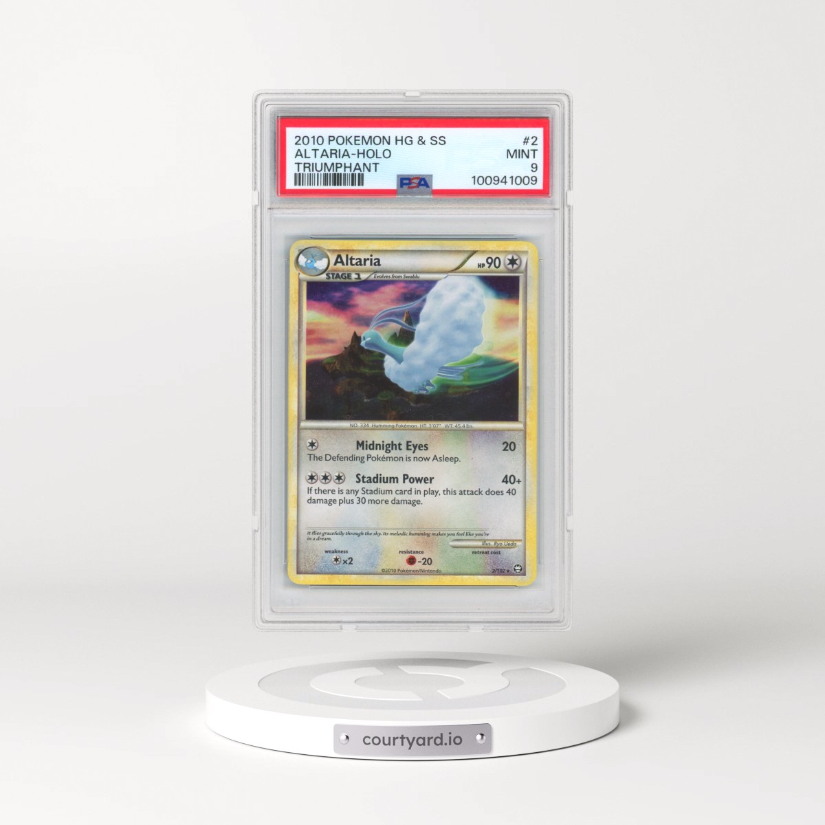 2010 Pokémon Heartgold & Soulsilver Triumphant #2 Altaria - Holo (PSA 9 MINT)
