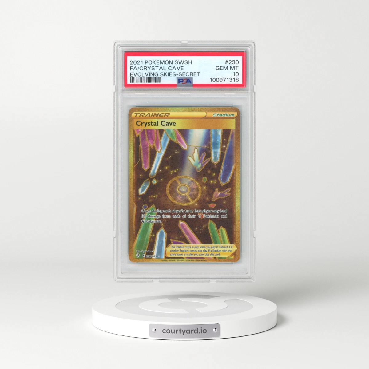 2021 Pokémon Sword & Shield Evolving Skies #230 Crystal Cave - Full Art Secret (PSA 10 GEM MINT)