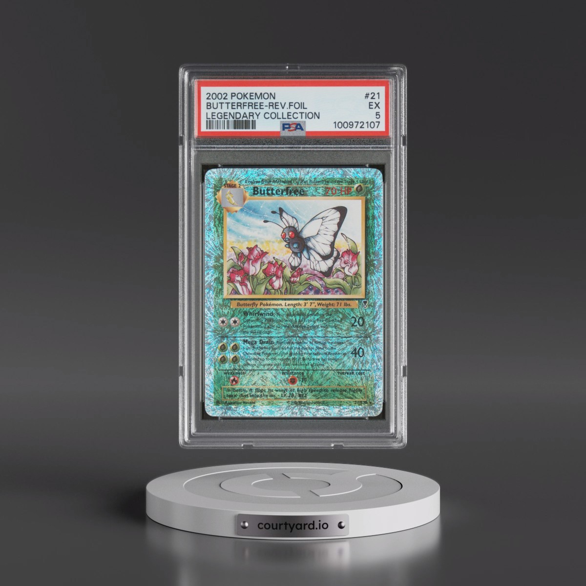 2002 Pokémon Legendary Collection #21 Butterfree - Reverse Foil (PSA 5 EX)