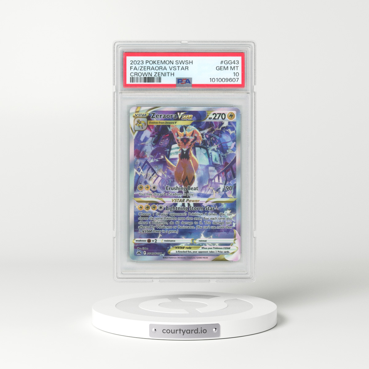 2023 Pokémon Sword and Shield Crown Zenith #GG43 Zeraora Vstar - Full Art (PSA 10 GEM MINT)