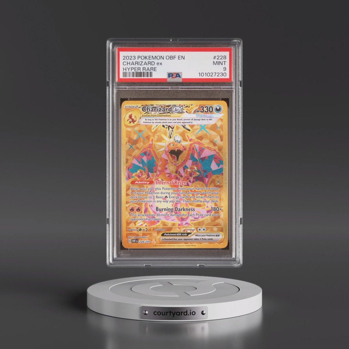 2023 Pokémon Obf EN-Obsidian Flames #228 Charizard EX - Holo Hyper Rare (PSA 9 MINT)