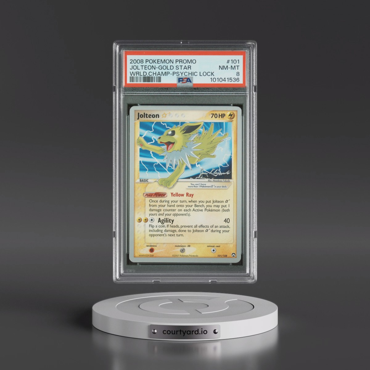 2008 Pokémon World Championships Promo #101 Jolteon-Gold Star - Psychic Lock (PSA 8 NM-MT)