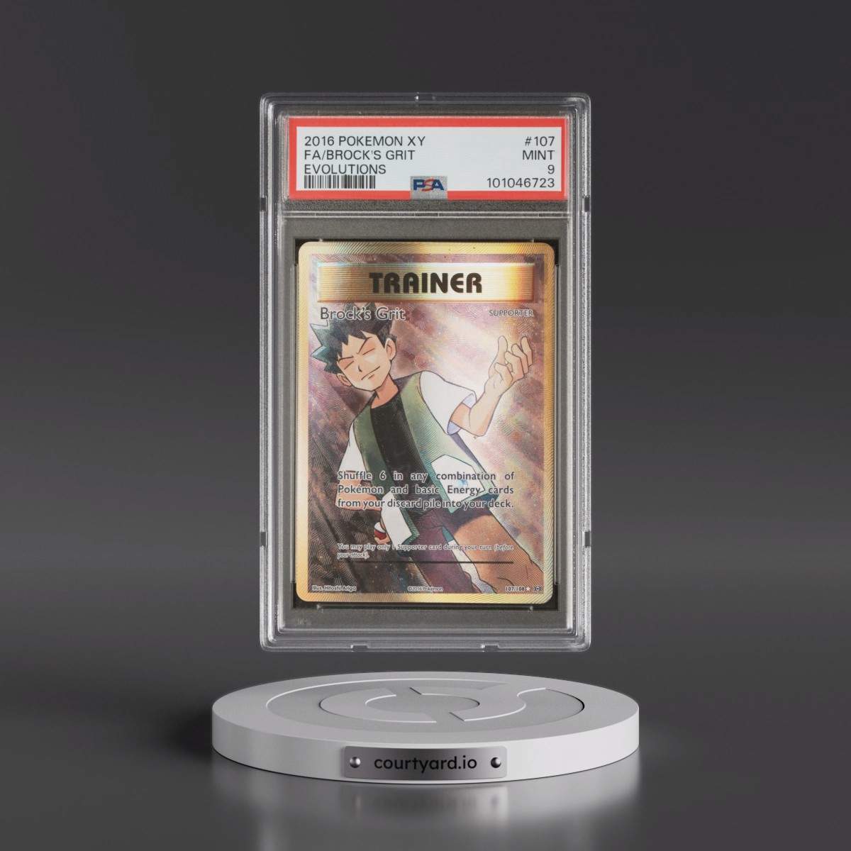 2016 Pokémon XY Evolutions #107 Brock's Grit - Full Art (PSA 9 MINT)