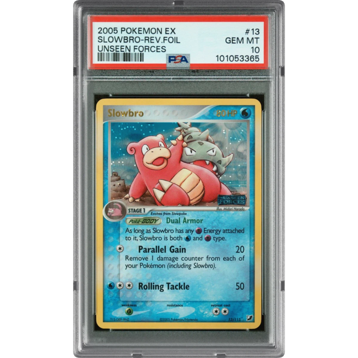 2005 Pokémon EX Unseen Forces #13 Slowbro - Reverse Foil (PSA 10 GEM MINT)