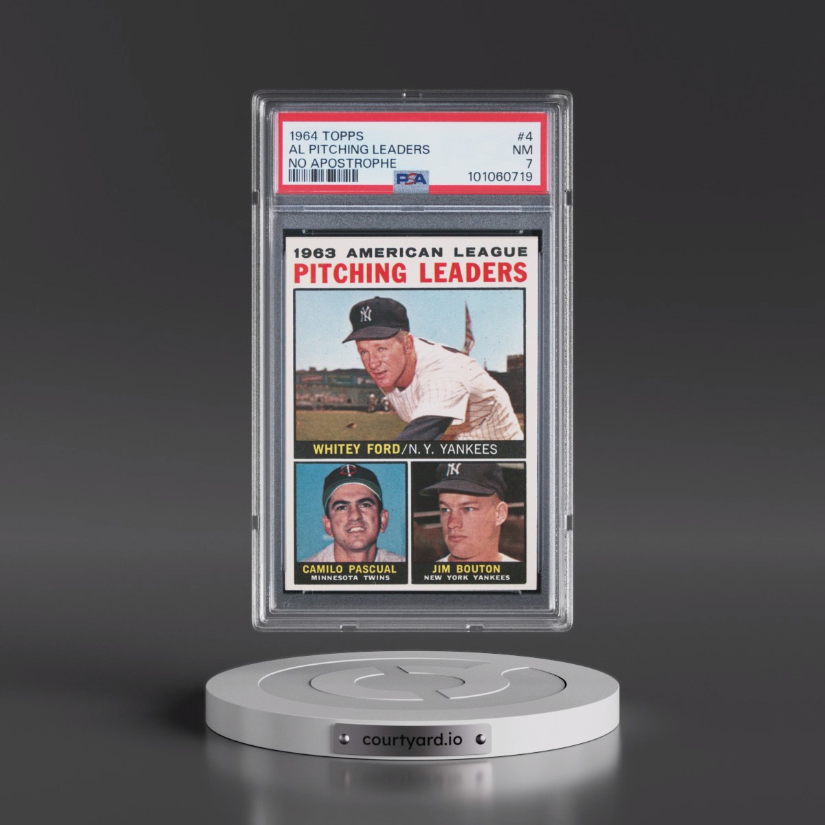1964 Topps #4 AL Pitching Leaders - No Apostrophe (PSA 7 NM)