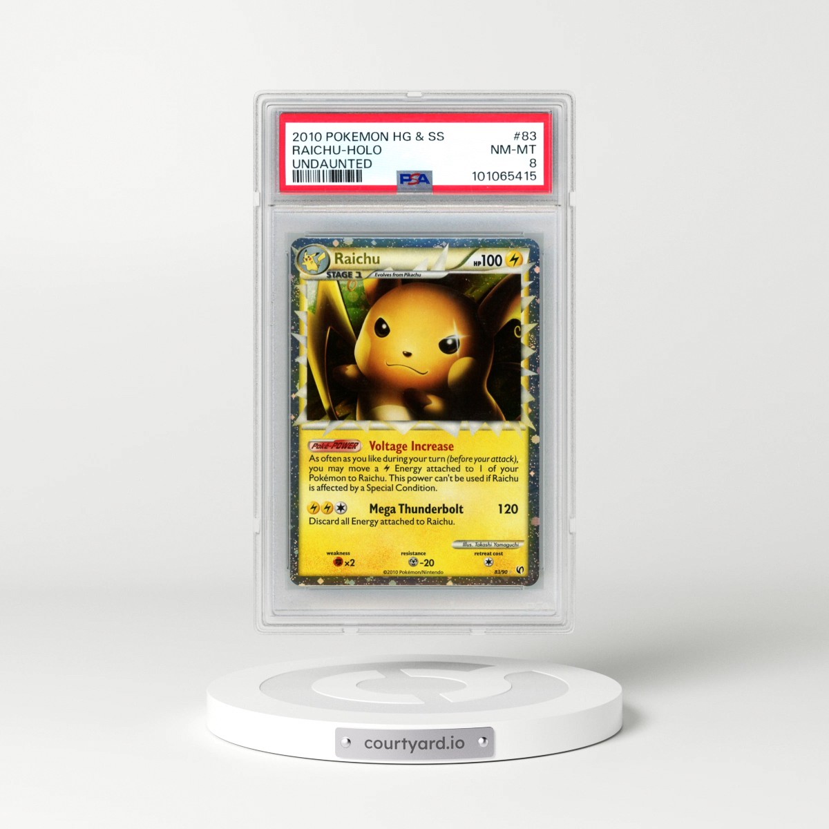 2010 Pokémon Heartgold & Soulsilver Undaunted #83 Raichu - Holo (PSA 8 NM-MT)