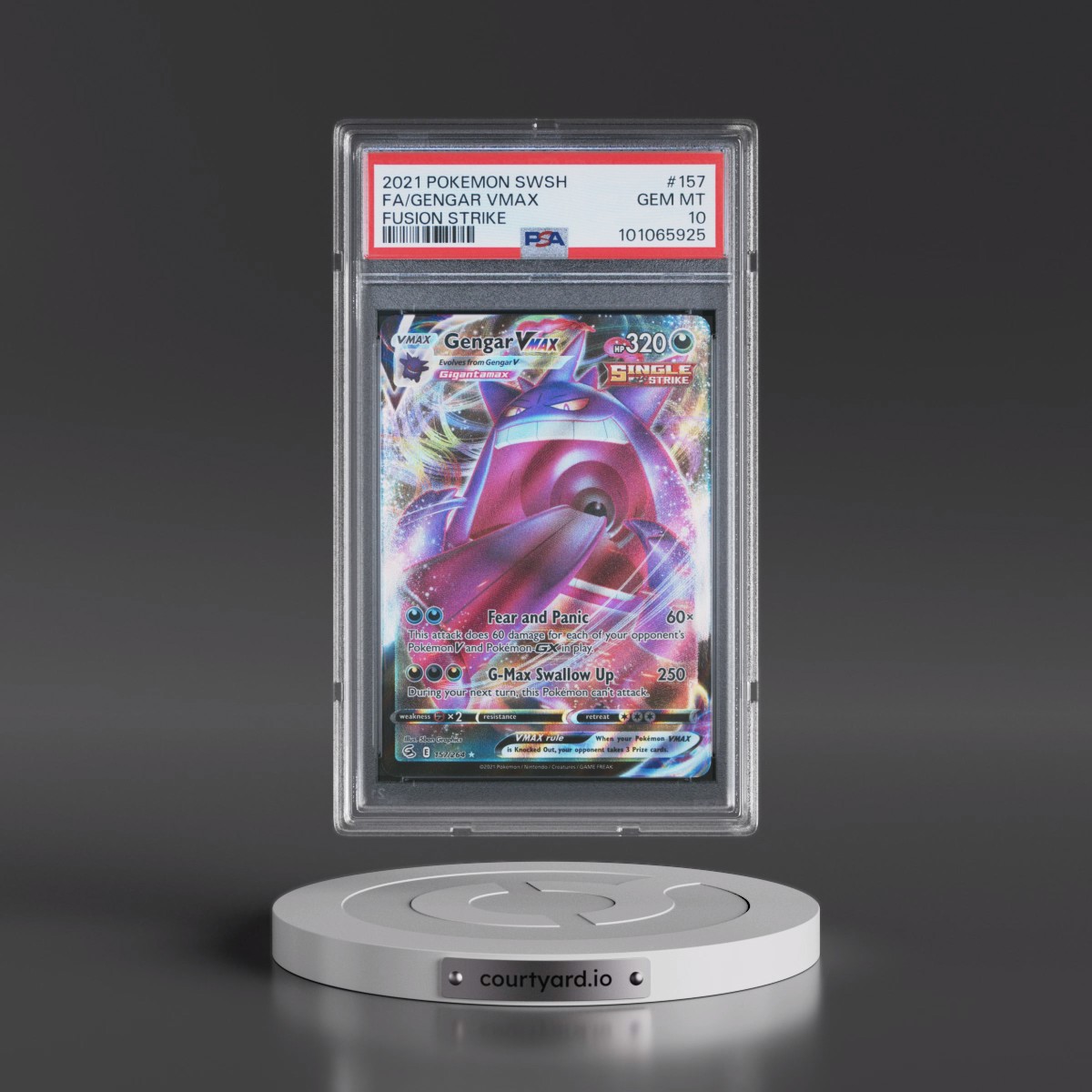 2021 Pokémon Sword & Shield Fusion Strike #157 Gengar Vmax - Full Art (PSA 10 GEM MINT)