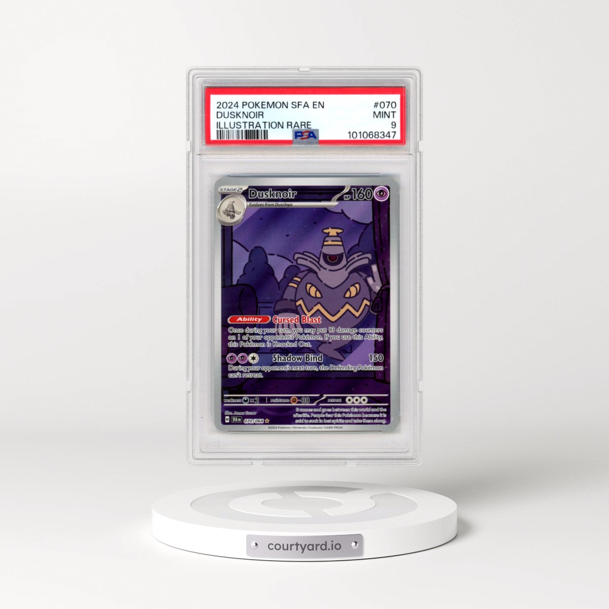 2024 Pokémon Sfa EN-Shrouded Fable #070 Dusknoir - Illustration Rare (PSA 9 MINT)
