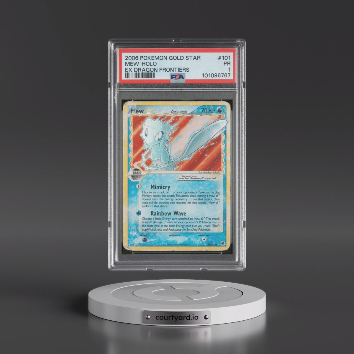 2006 Pokémon EX Dragon Frontiers Mew - Holo Gold Star #101 PSA 1