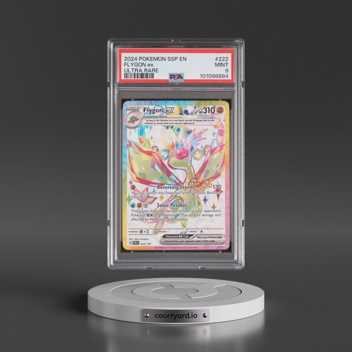 2024 Pokémon Ssp EN-Surging Sparks #222 Flygon EX - Holo Ultra Rare (PSA 9 MINT)