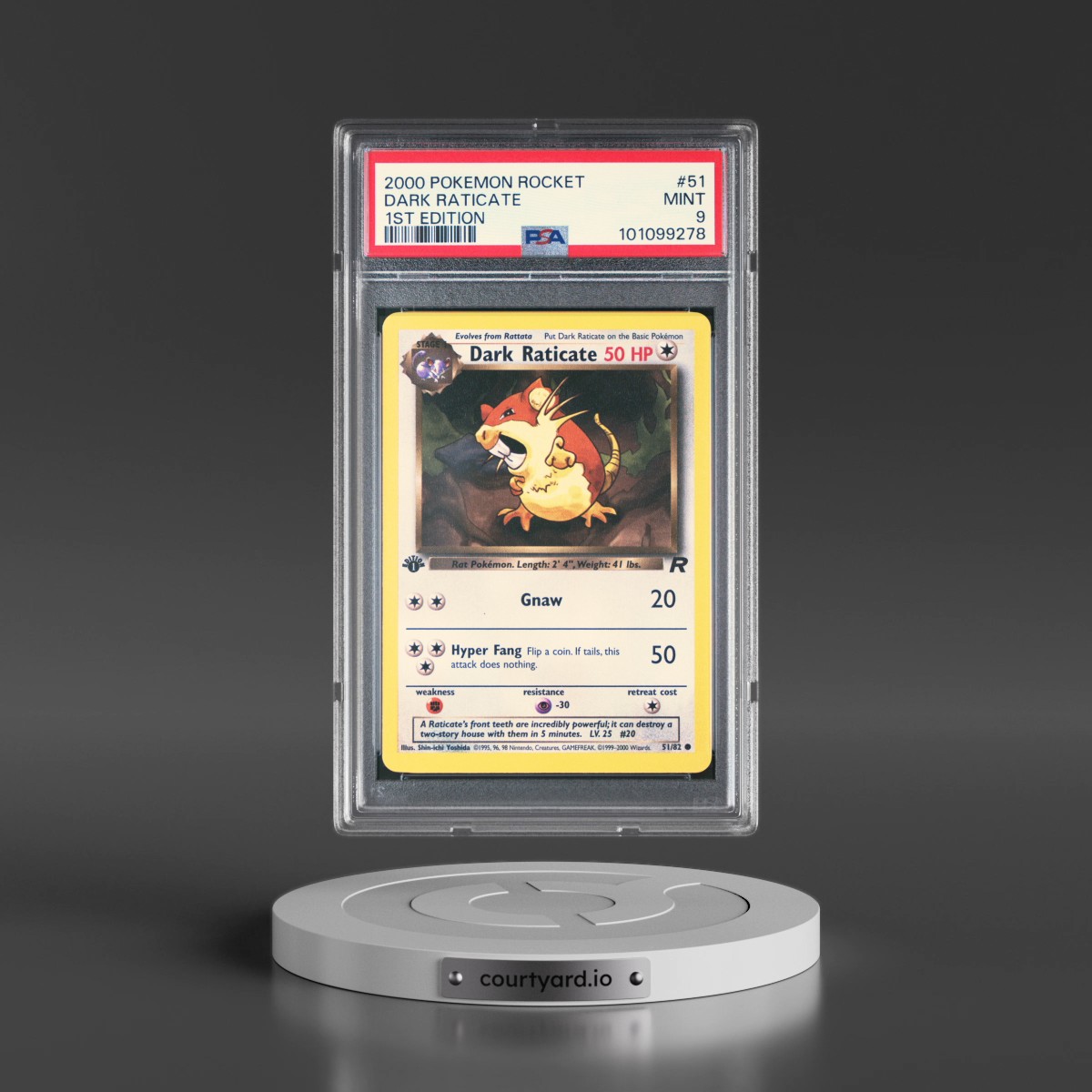 2000 Pokémon Rocket #51 Dark Raticate - 1st Edition (PSA 9 MINT)