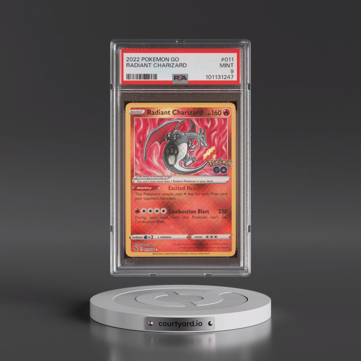 2022 Pokémon Go #011 Radiant Charizard - Holo (PSA 9 MINT)