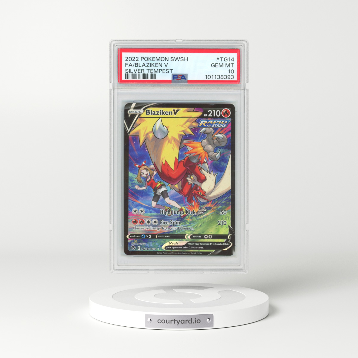 2022 Pokémon Sword & Shield Silver Tempest #TG14 Blaziken V - Holo Full Art (PSA 10 GEM MINT)