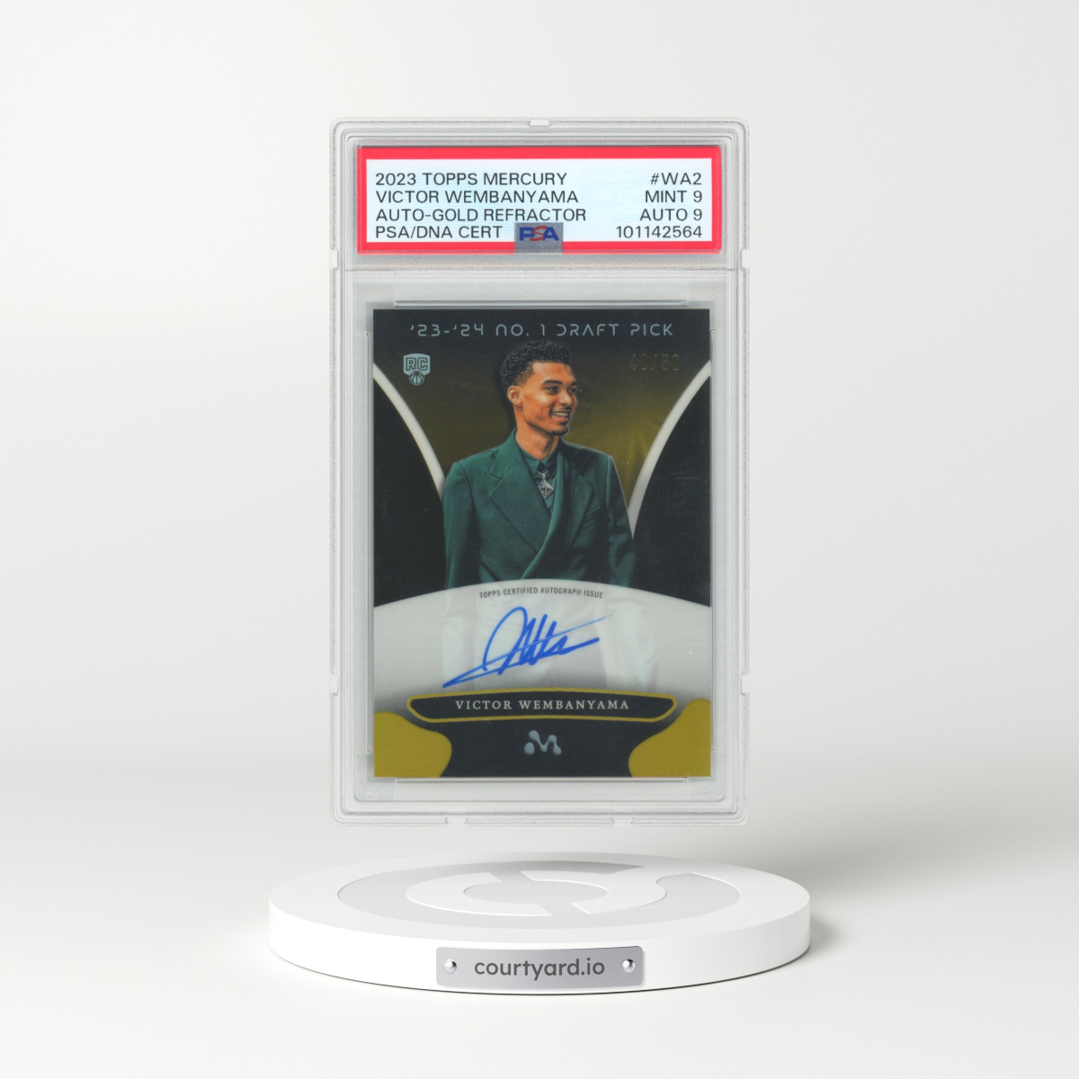 2023 Topps Mercury: Victor Wembanyama Autographs #WA2 Victor Wembanyama - Gold Refractor (PSA 9 MINT)