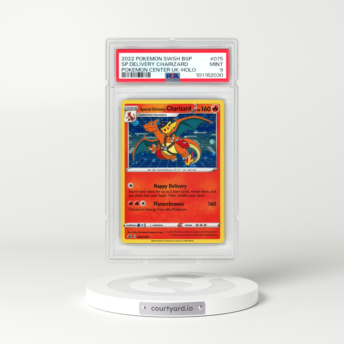 2022 Pokémon Swsh Black Star Promo #075 Special Delivery Charizard - Holo Pokemon Center United Kingdom (PSA 9 MINT)