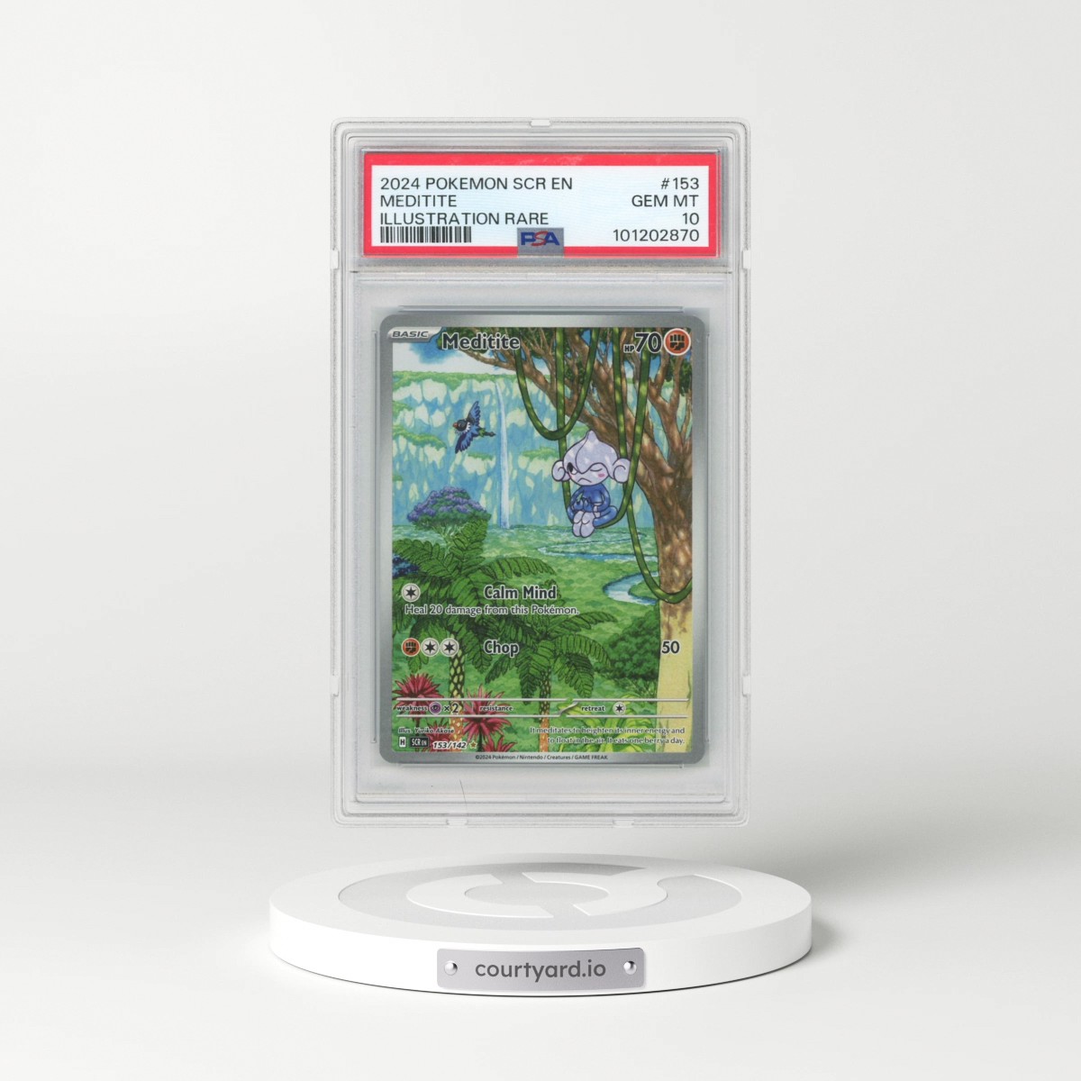 2024 Pokémon Scr EN-Stellar Crown #153 Meditite - Illustration Rare (PSA 10 GEM MINT)