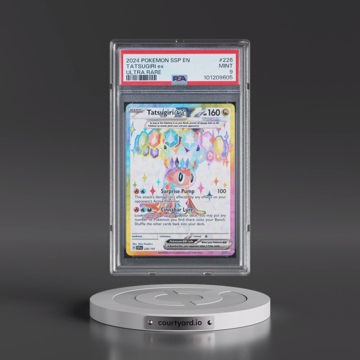 2024 Pokémon Ssp EN-Surging Sparks #226 Tatsugiri EX - Holo Ultra Rare (PSA 9 MINT)