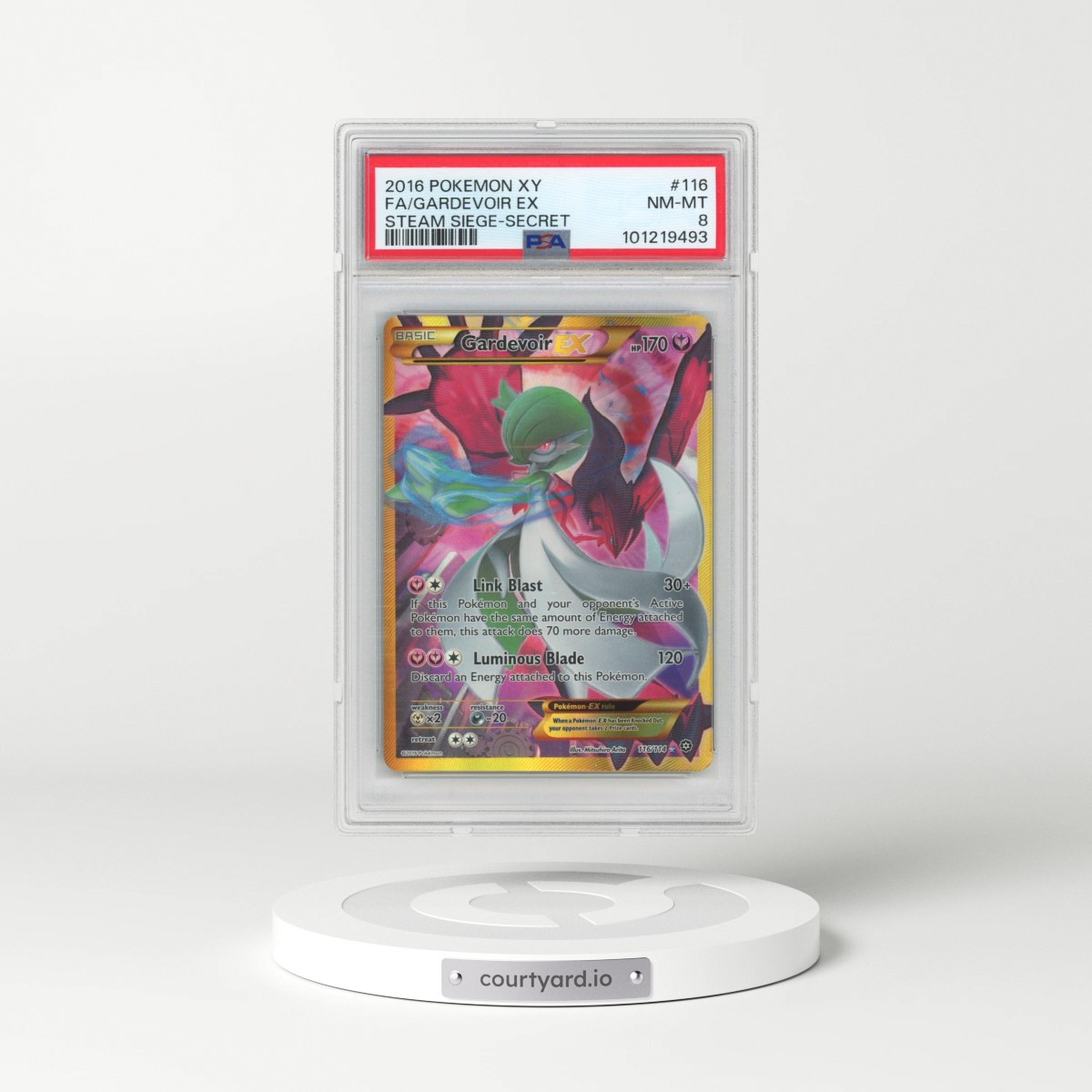 2016 Pokémon XY Steam Siege #116 Gardevoir EX - Holo Full Art Secret (PSA 8 NM-MT)