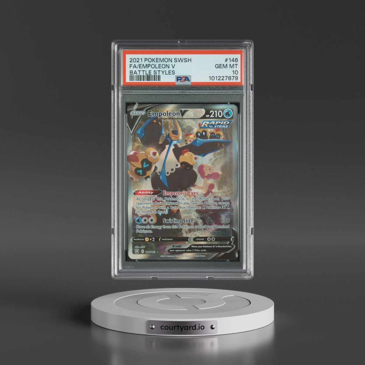2021 Pokémon Sword & Shield Battle Styles #146 Empoleon V - Holo Full Art (PSA 10 GEM MINT)