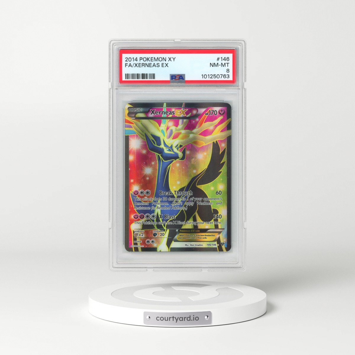 2014 Pokémon XY #146 Xerneas EX - Holo Full Art (PSA 8 NM-MT)