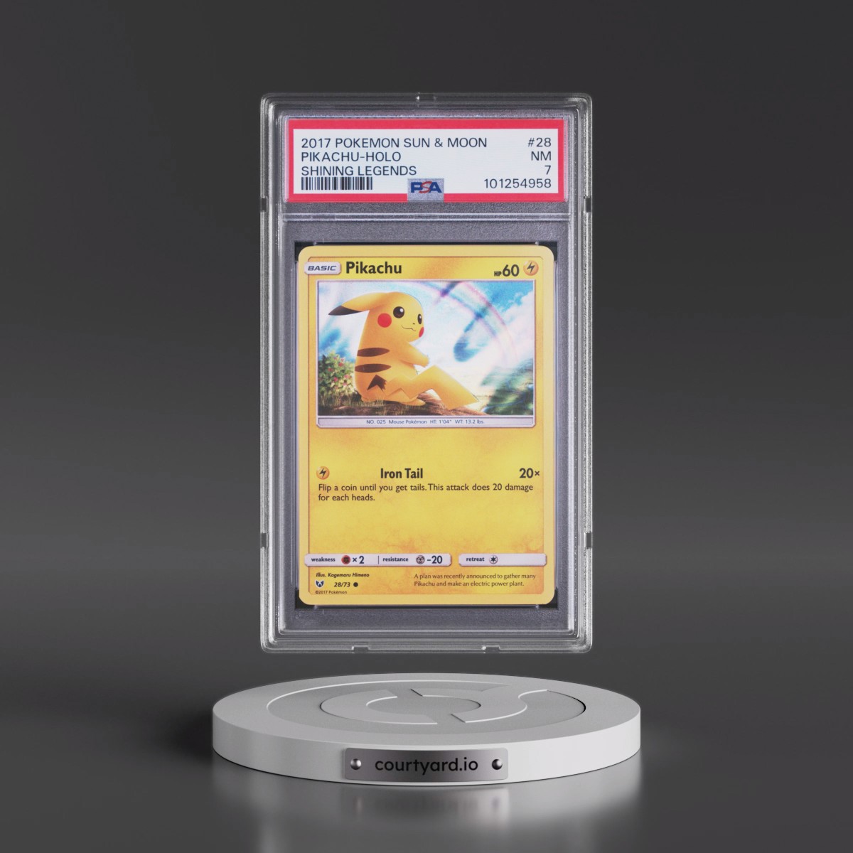 2017 Pokémon Sun & Moon Shining Legends #28 Pikachu - Holo (PSA 7 NM)