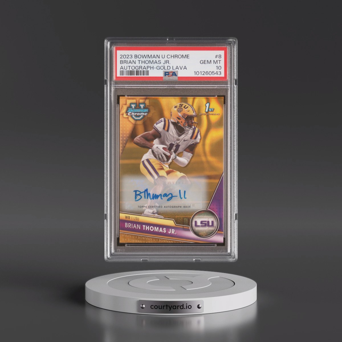 2023 Bowman University Chrome #8 Brian Thomas Jr. - Autograph-Gold Lava (PSA 10 GEM MINT)