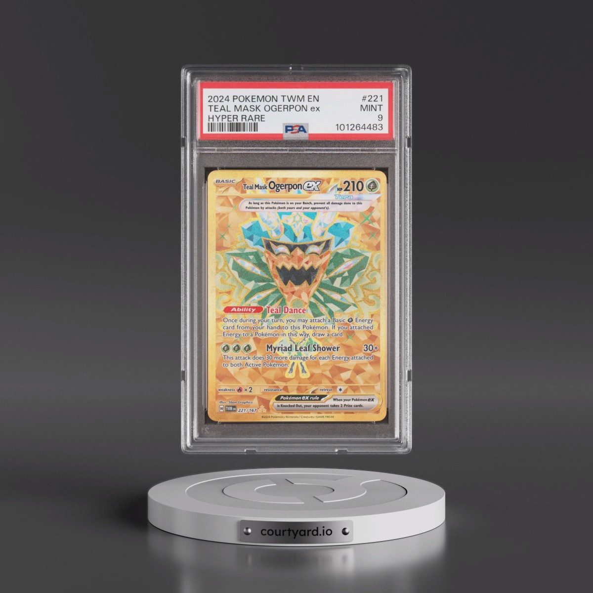 2024 Pokémon Twm EN-Twilight Masquerade #221 Teal Mask Ogerpon EX - Holo Hyper Rare (PSA 9 MINT)