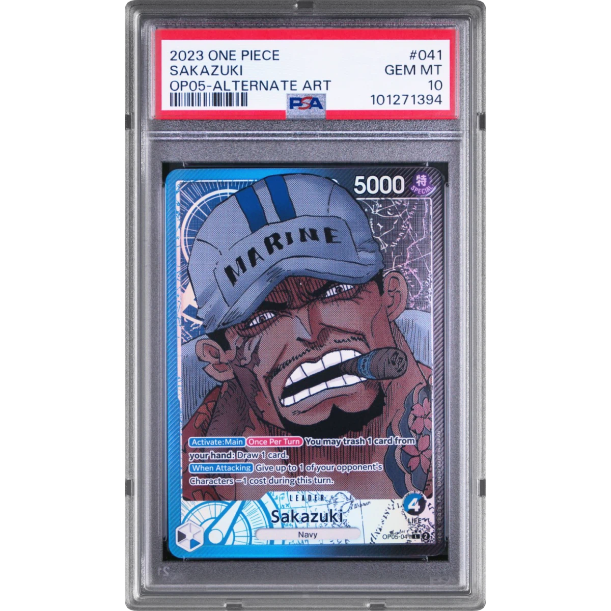 2023 One Piece OP05-Awakening of the New Era #041 Sakazuki - Alternate Art (PSA 10 GEM MINT)