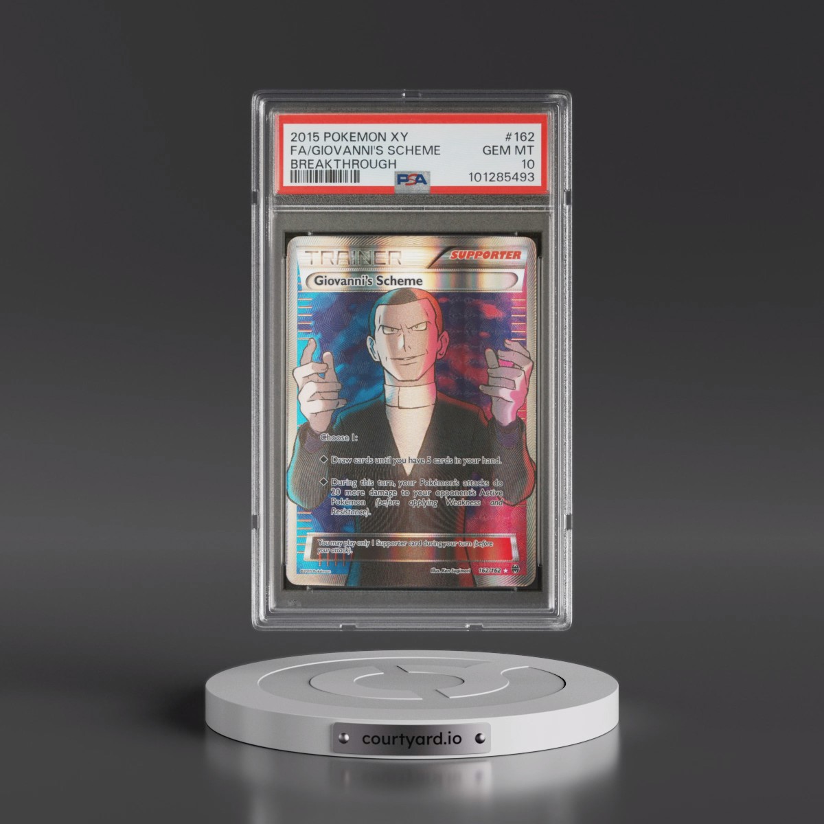 2015 Pokémon XY Breakthrough #162 Giovanni's Scheme - Full Art (PSA 10 GEM MINT)