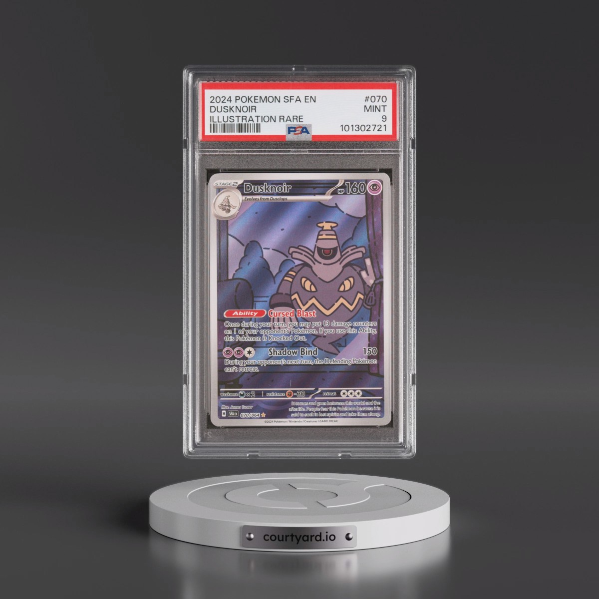 2024 Pokémon Sfa EN-Shrouded Fable #070 Dusknoir - Illustration Rare (PSA 9 MINT)