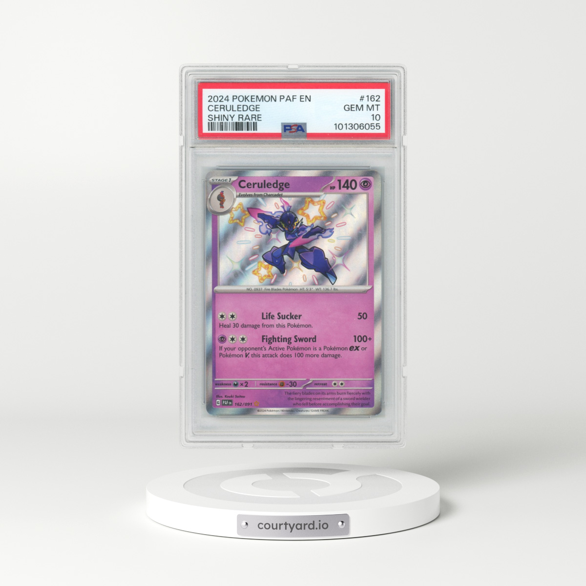 2024 Pokémon Paf EN-Paldean Fates #162 Ceruledge - Shiny Rare (PSA 10 GEM MINT)