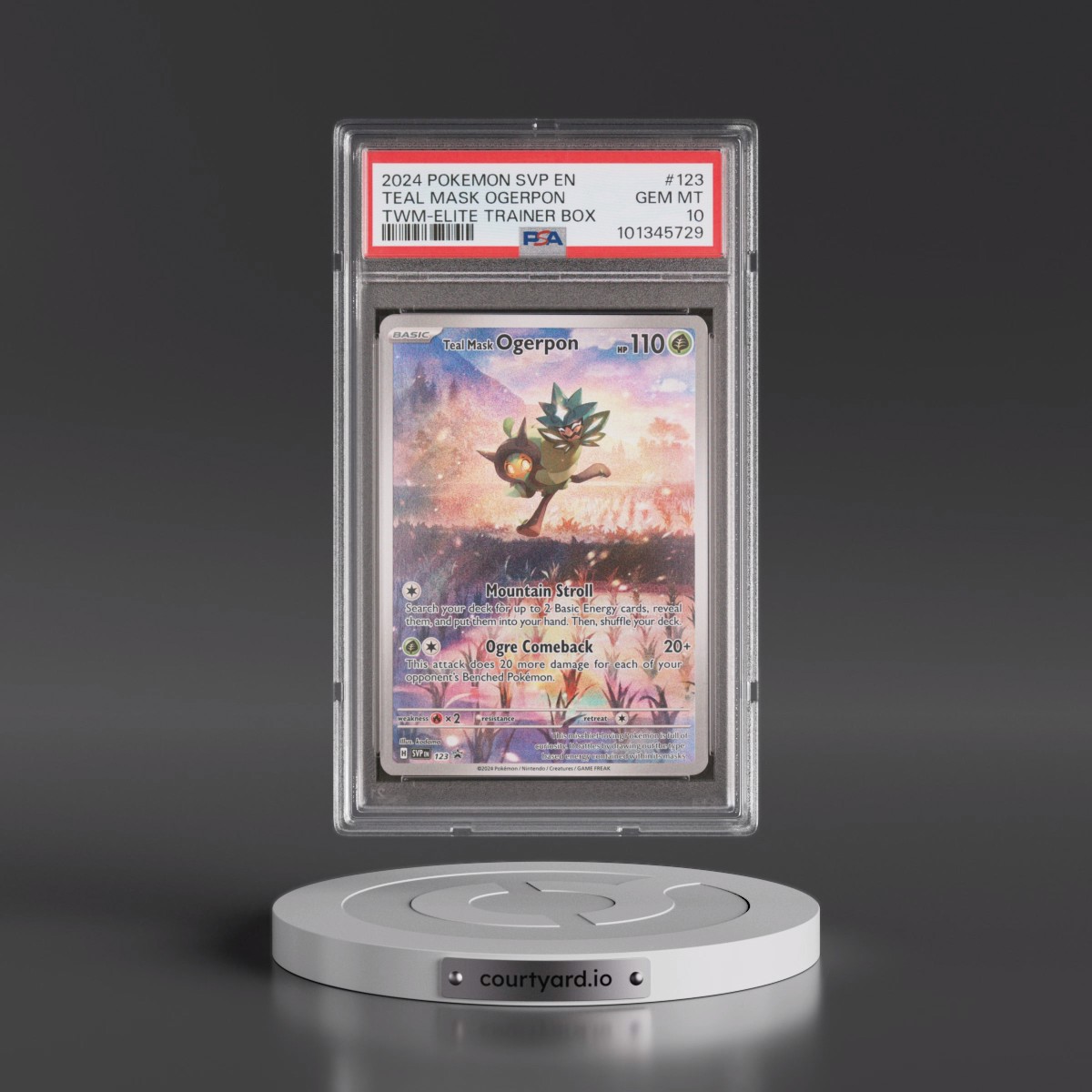 2024 Pokémon Svp EN-SV Black Star Promo #123 Teal Mask Ogerpon - Twilight Masquerade Elite Trainer Box (PSA 10 GEM MINT)