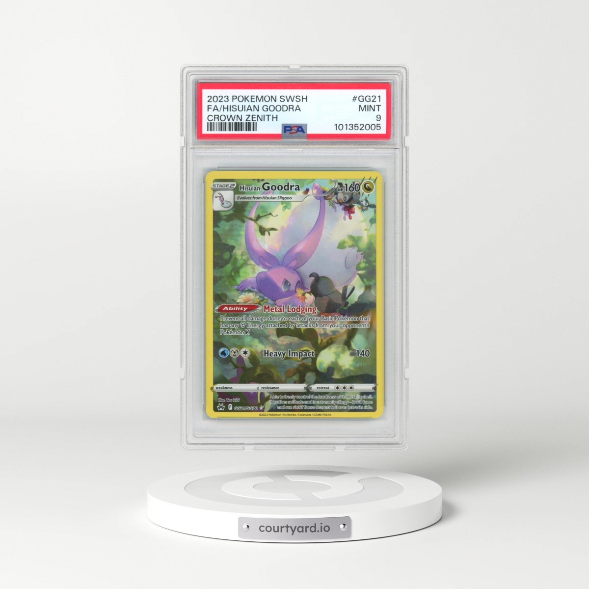 2023 Pokémon Sword and Shield Crown Zenith #GG21 Hisuian Goodra - Full Art (PSA 9 MINT)